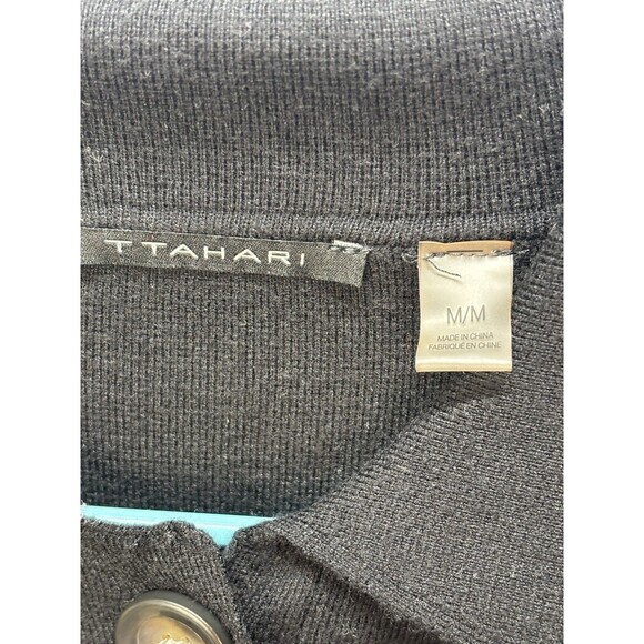 Tahari Womens Cardigan Sweater Jacket buttons long sleeves black Sz M - Picture 14 of 15